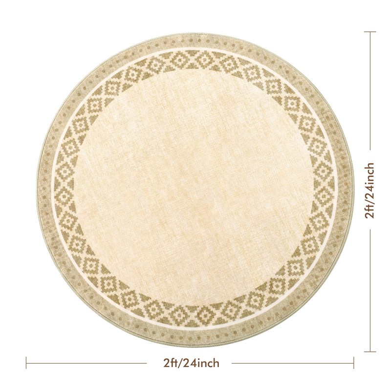 Asrug Round Rug 2ft Non Slip Machine Washable Soft Throw