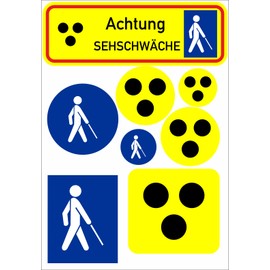 Daged Langstockgeher Visual Weakness Germany Sticker Card Pack of 8 - Wheelchair Sticker Car Motorcycle Visual Impaired Number Plate Vinyl TK