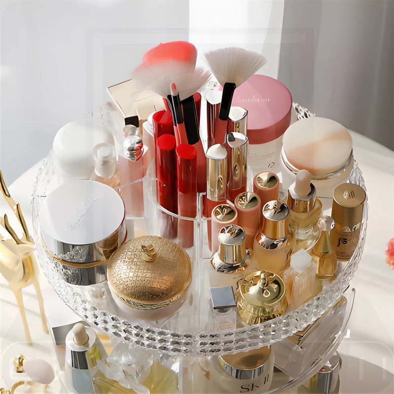 Xiird Organizador Acrílico Giratorio Para Maquillaje A 360° Color Transparente