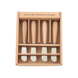 Cheese - Butter Set of 4 Spreader Knives - Classic Woods - Out of the Woods of Oregon Eugene Oregon (Natural Alder)