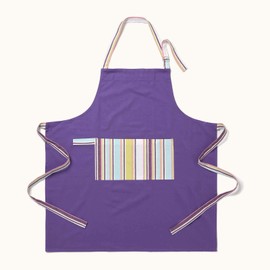 HOMESCAPES - Pure Cotton Unisex Apron with Pocket - Plain Purple 80 x 85 cm - Fully Coordinated Washable Kitchen Linen