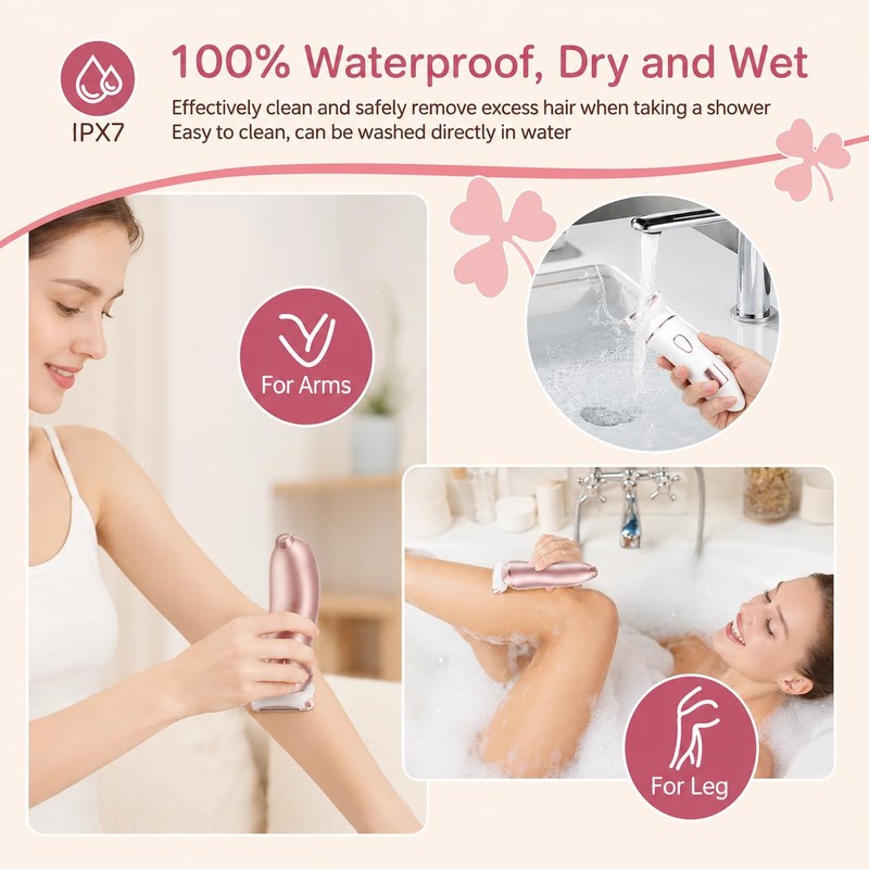 Bikini Trimmer for Women, Rechargeable Cordless Razor, IPX7 Waterproof