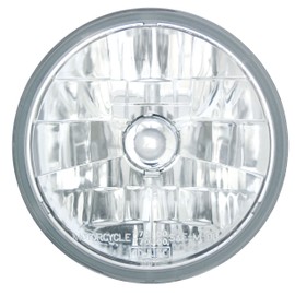 Adjure T70100 - Faro delantero transparente para motocicleta de 7 pulgadas con corte de diamante con foco H4