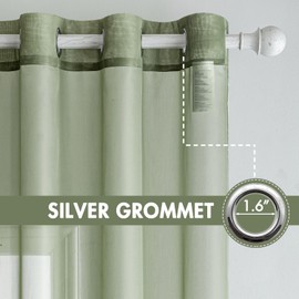 MIULEE Solid Color Sheer Curtains 84 Inches Long 2 Panels Set - Elegant Lightweight Grommet Light Filtering Window Voile Panels/Drapes/Treatment for Bedroom Living Room W54 x L84 Inch, Sage Green