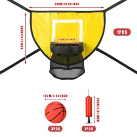 lasuroa Trampoline Basketball Hoop Attachment Set, Basketball Goal for Trampoline with 3 Mini Basketball and 1 Pump, Waterproof Basketball Game Accessories for All Ages (Yellow)