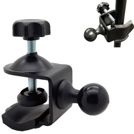 Heavy Duty Replacement C-Clamp Mount w/1" Rubber Coating Ball for Rails/Poles/Bar & Music Microphone Mic Stands. (Compatible w/ 1" inch Socket Mounting by Arkon & Ram mounts)