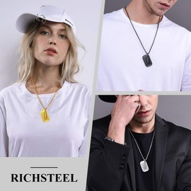 Richsteel Bullet Necklace Bible Pendant Dog Tags Mens Chain Necklaces for Boy Men
