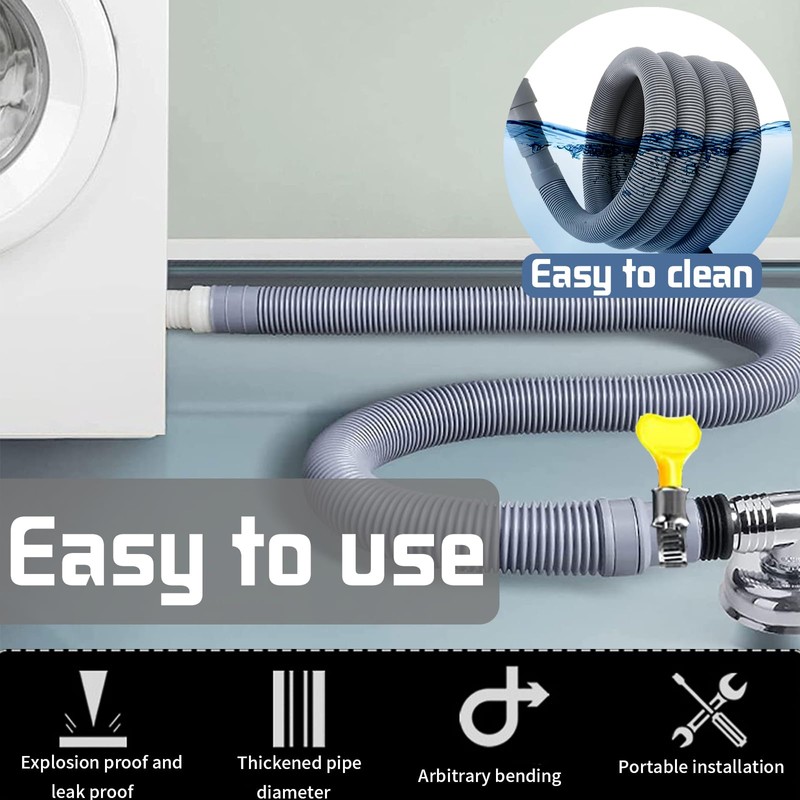 Washing Machine Drain Hose, 1/1.5/2/2.5/3/4/5/6 m, Suitable for 4 Interface