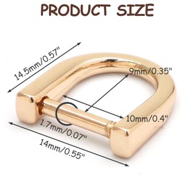 Murtenze 8PCS Tiny D-Key Ring with Screw Shackle for Car Key Leather Holder Zip Puller Purse Replacement Keychain Ring 0.4 Inch Inside Bar (Gold)