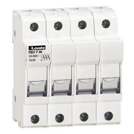 ASI AFB01F3N DIN Rail Mounted Midget Fuse Holder, UL, 3 Pole + Neutral, 10 x 38 mm, 13/32" Diameter x 1.5" Length, 18 to 8 AWG, 30 Amp, 600V