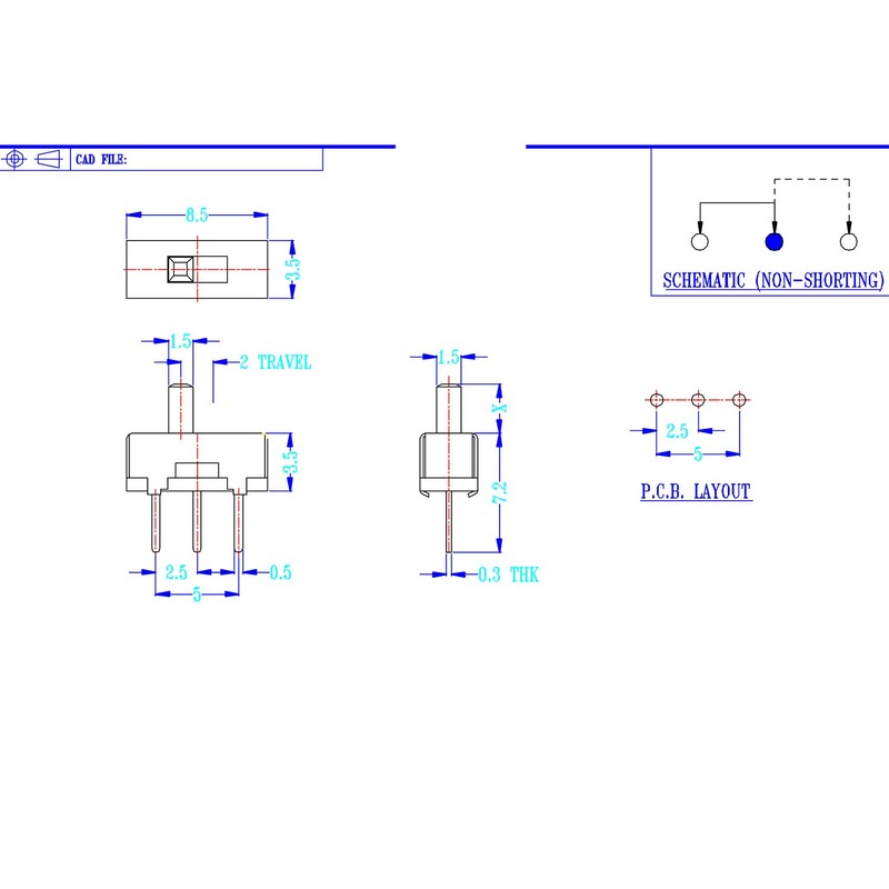 CLDIY Vertical Slide Switch High Knob 3 Pin 2 Position