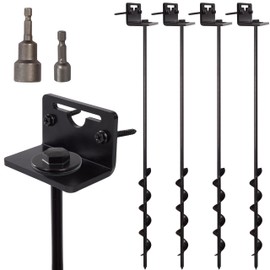 VASGOR 24” Mobile Home Anchors - Ground Anchor Screw in with Brackets and Adapter for Drill - Earth Anchors - Storage Shed and Swing Anchor Kits