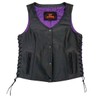 Hot Leathers Women's Standard Leather Motorcycle Vests, Vsl2001-black