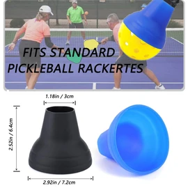 LOOEEL 2PCS Pickleball Ball Retriever,Universal Pickleball Upper Suction Cup,Silicone Pickleball Grabber and Picker,Fits Most Pickleball Paddles.-Black & Blue