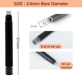 Ink Cartridges Black Color for Fountain Pen - Jinhao Fountain Pen Black Cartridge for Jinhao,Fuliwen,Baoer and Duke Pen with International Standard 2.6mm Bore Diameter of 20 PCS