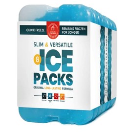 Ice Packs for Lunch Bags - Original Cool Pack | Slim & Long-Lasting Reusable Ice Pack for Lunch Box, Lunch Bag and Cooler | Freezer Packs for Coolers (Set of 8)