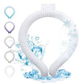 CLEAN HOUSE Cooling Goods, Neck Cool, Cool, Ring, Cooling Sensation, PCM Material, Natural Freezing, Heat Prevention, Outdoors, Leisure Sports, Reusable (Grey Check, 60°F (28°C), L, Gray Check 48°F