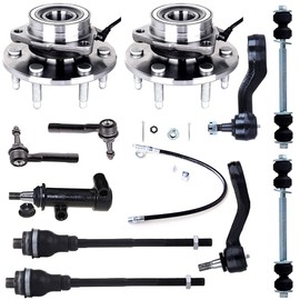 SCITOO 11pcs Suspension Kit Wheel Bearing For 2004-2021 For Chevy Silverado 1500 2005-2018 Tahoe 2006-2016 Suburban 1500 w/Suspension Parts Hub Assembly Sway Bar Tie Rod End Idler Pitman Arm