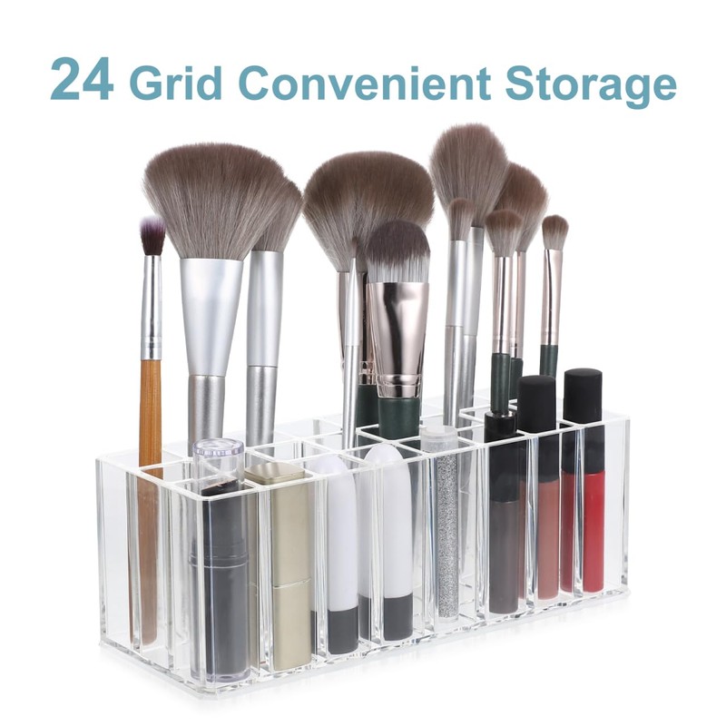 ULTECHNOVO Lipstick Organizer - 24 Grids Lipsticks Holder - Clear