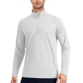EKLENTSON Men's Shirts UV Rash Guards Long Sleeve Stretch Lightweight Work Top Outdoor Quick Dry T-Shirts,White,3XL