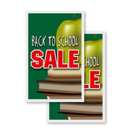 Back to School Sale (2-Pack) 24" x 36" Vinyl Decals | Sign Insert Peel & Stick Decals Stickers Window Signs