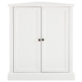 Crosley Furniture Shoreline Stackable Corner Pantry Storage Cabinet with Shelves, Kitchen, Dining, Laundry, White