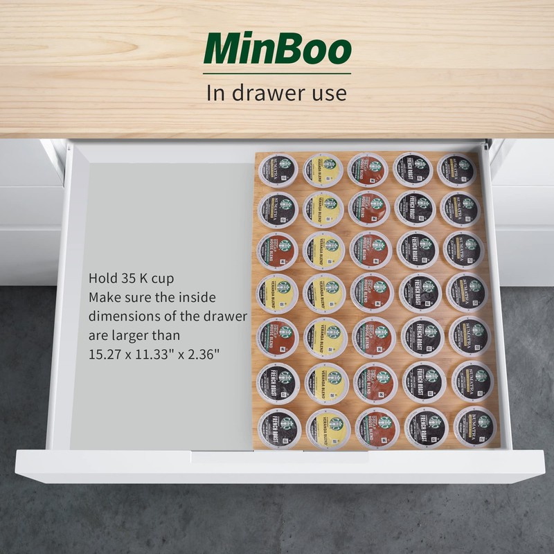 MinBoo BamBoo k cup holder Drawer or Countertop k cup