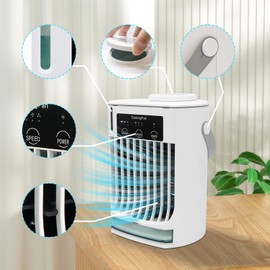 Portable Air Cooling Fan, 3 in 1 Mini Evaporative Air Cooler Fan with 3 Wind Speeds, Large Water Tank, Evaporative Air Cooler for Bedroom Home Office
