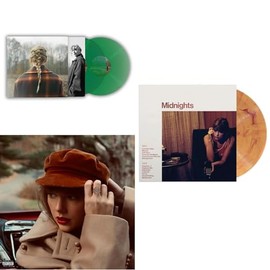 Taylor Swift - Evermore (Translucent Green Vinyl/2LP) & Red (Taylor's Version) (4LP) & Midnights (X) (Blood Moon LP Vinyl)