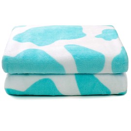 Blue Throw Blanket for Kids - Lightweight Fuzzy Fleece Travel Blanket, Soft Cyan Bedding for Car Seat, Stroller, Airplane