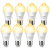 8-Pack Motion Sensor Light Bulb, 12W(100W Equivalent), 2700K Warm White
