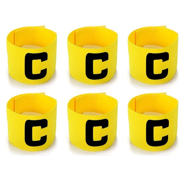 Onwon 6 Pieces Elastic Soccer Captain Armband Adjustable Football Basketball Player Bands for Adult Youth (Yellow)
