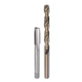 sourcing map Tip & Bit Sets, M10 x 1.25 H2 Straight Flute Machine Tap, 8.7 mm M35 Cobalt High Speed Steel (HSS-CO) Twist Drill