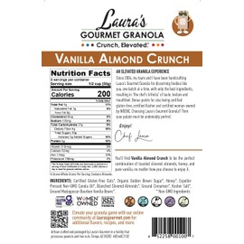Laura's Gourmet Granola - Vanilla Almond Crunch - Gluten, Soy & Dairy Free - Organic Premium Honey, Almonds & Pure Ground Vanilla, Chef's Trifecta of Taste, Texture & Mouthfeel – 16 OZ - 2 Pack