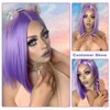 ENTRANCED STYLES Purple Wig Straight Bob Hair 12 Inch Synthetic