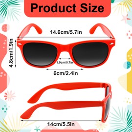 NEBURORA 12 Pack Red Neon Sunglasses Bulk Retro Colorful Party Glasses for Adult Men Women Birthday Wedding Summer Beach Pool Party Supplies