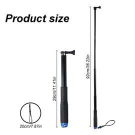 Extendable Hand Grip Selfie Stick, Extended Monopod Pole Handheld Monopod, Telescopic Pole Compatible with Hero 7/6/5/4/3/2/1 Action Cameras (Blue, 29cm)