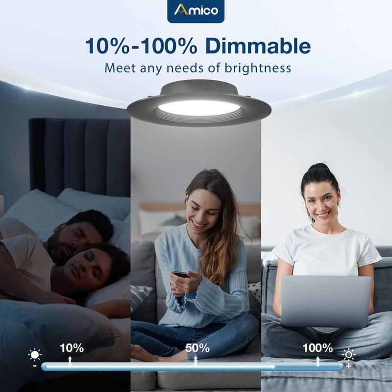 Amico 5/6 inch 5CCT LED Recessed Lighting 12 Pack, Dimmable,
