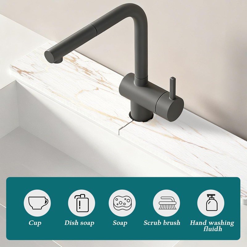 Mrcrypos Stone Faucet Mat for Kitchen Sink, 23.6" Fast Drying