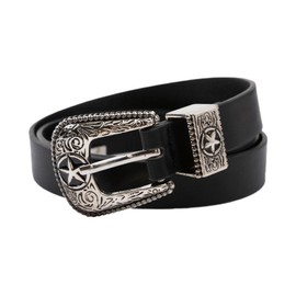 EMOTTOS Women's Vintage Leather Belt- Carving Buckles Belts Western Cowboy Cowgirl for Women, Belt with Exquisite Carving Retro Buckle for Jeans Dress(D-STAR)