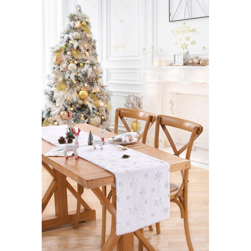 White Faux Fur Table Runner 13 x 108 inch Long