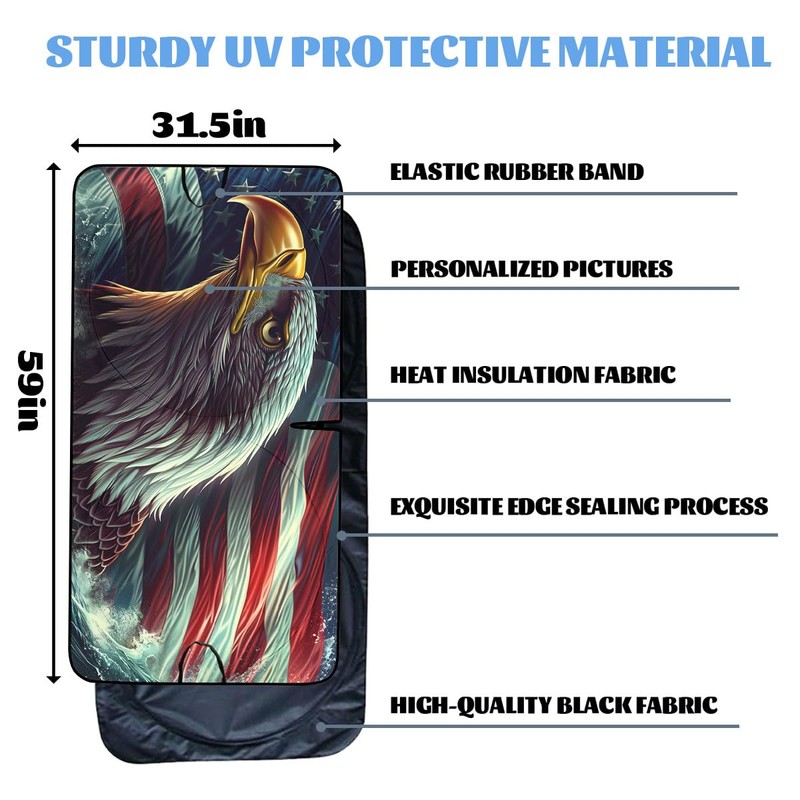 American Flag Eagle Car Windshield Sunshade Folding Patriotic Eagle Heatshield