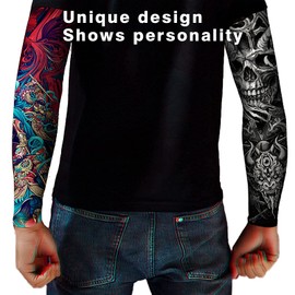 AHXN - Mangas de protección solar UV para hombres y mujeres, manga de enfriamiento de compresión deportiva UPF 50+, regalo único de manga de tatuaje, Festivales de alma, Todo el código