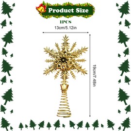 Christmas Tree Topper Decoration, Snowflake Christmas Tree Topper, Gold Christmas Tree Topper, Star Gold Tree Topper, Christmas Tree Star Topper, for Christmas Tree, Christmas Party, Home Decor (Gold
