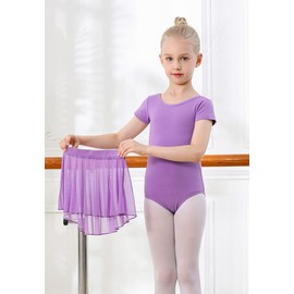 DIPUG Purple Girls Ballet Leotards with Removable Skirt Toddler Hollow Back Dance Dress Combo Size 4t 5t 6 S