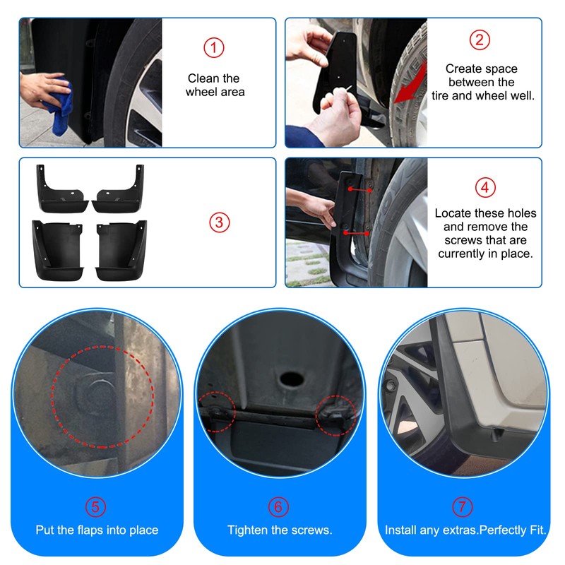 BDFHYK Mud Flaps Splash Guards 4PCS Front & Rear Side
