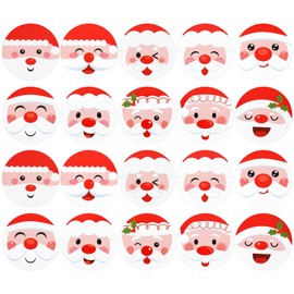 PETKNOWS 300Pcs Santa Tag Stickers Christmas Santa Face Labels for Stationery Holiday Festival Gift Wrapping Party Favors