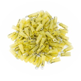 Sanuke 12-10 AWG - #8 Heat Shrink Ring Terminals Tinned-Copper Marine Grade Waterproof Heat Shrink Wire Connectors Yellow 50pcs