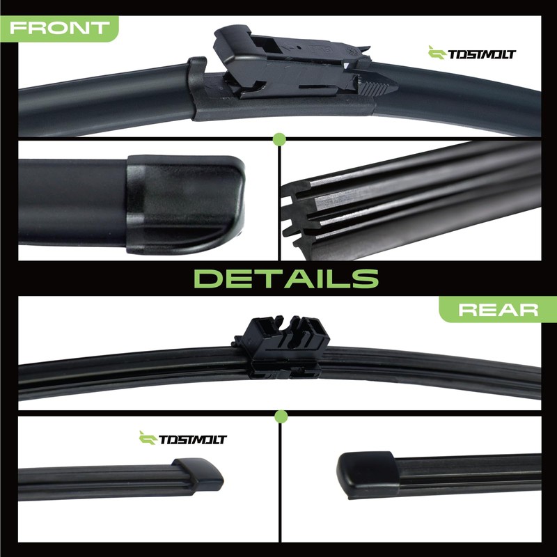 TOSTMOLT 3pcs Front+Rear Direct Fit Windshield Wiper Blades Compatible With