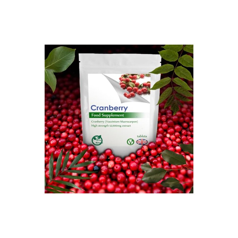 Cranberry Extract 12000mg Tablets, Natural UTI Support, Bladder Health (Pack